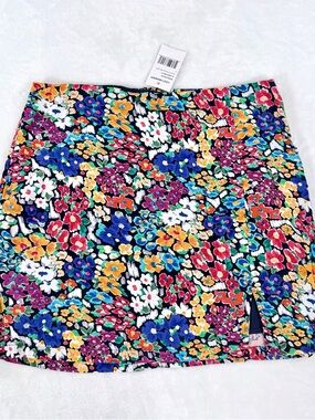 Lost & Wander Mini Skirt Size Large Floral Zip Back Renior’s Terrace Lined NWT